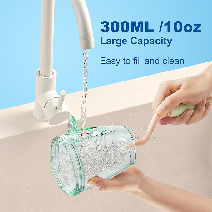 WellLeo Water Flosser for Teeth, 300ML Cordless Oral Irrigator Rechargeable Dental Flosser Picks with 5 Modes 5 Jet Tips,IPX7 Waterproof Teeth Cleaner for Braces Gum Care, Home Travel Use