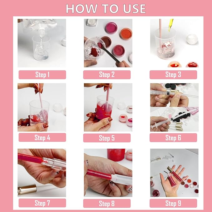 Lip Gloss Making Kit, TSVATE Lip Gloss Kit, Diy Lip Gloss Making Kit, Fun Make Your Own Lipgloss Kids Lip Gloss for Girls, Women, Moisturizing Lip Gloss Base, Jojoba Oil, Lip Gloss Tubes, Gift for Her