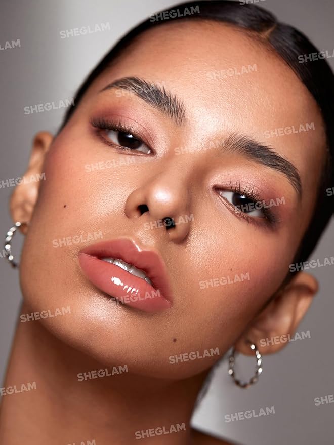 SHEGLAM Glaze Daze Lip Gloss Shiny Tinted Lip Gloss High Gloss Finish Plumping Lip Care Nourishing Not Easy to Fade Liquid Lip Cosmetics-Rose Tea