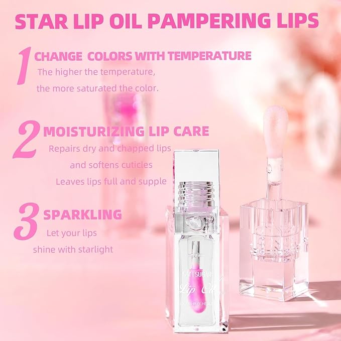 3 Pcs Color Changing Lip Oil, Long Lasting Lip
