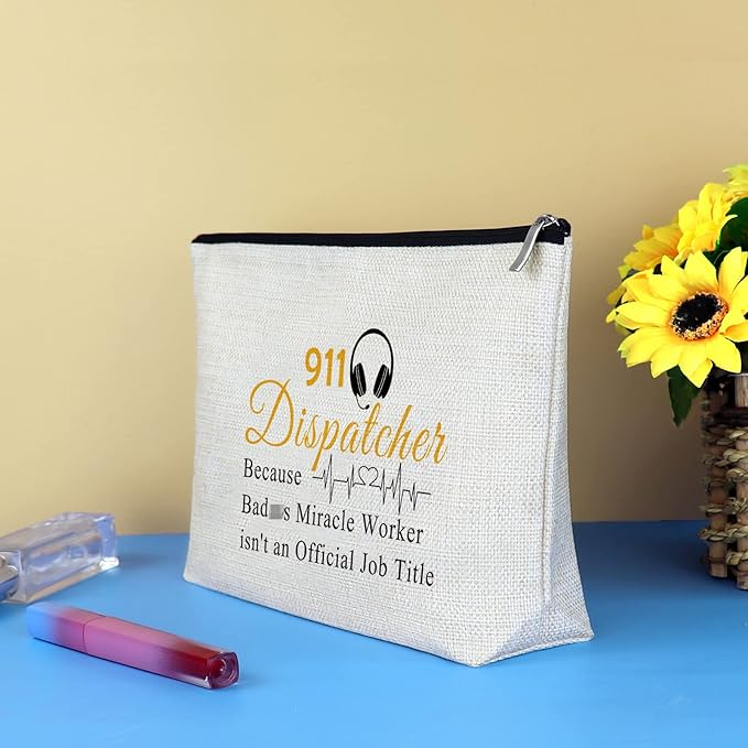 911 Operator Gift Makeup Bag 911 Dispatcher Appreciation Gift EMT Emergency Dispatcher Gifts Cosmetic Bag Pouch Thank You Gift for 911 Operator Dispatcher Birthday Christmas Gift Retirement Gift
