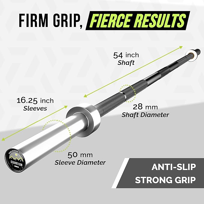 Black Men’s Elevation Barbell (7FT) (44LBS Bar Weight) (1500LBS Weight