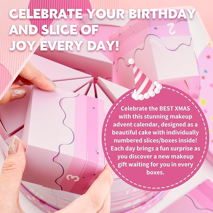 Color Nymph Kids Makeup Kit for Girl - 24 Days Surprise Beauty Mystery Box | Make Up Birthday Gift Set for Girls Ages 6-12, Makeup Gift Sets for Bday Countdown, Cosmetics Kit for Kids Teens #Pink