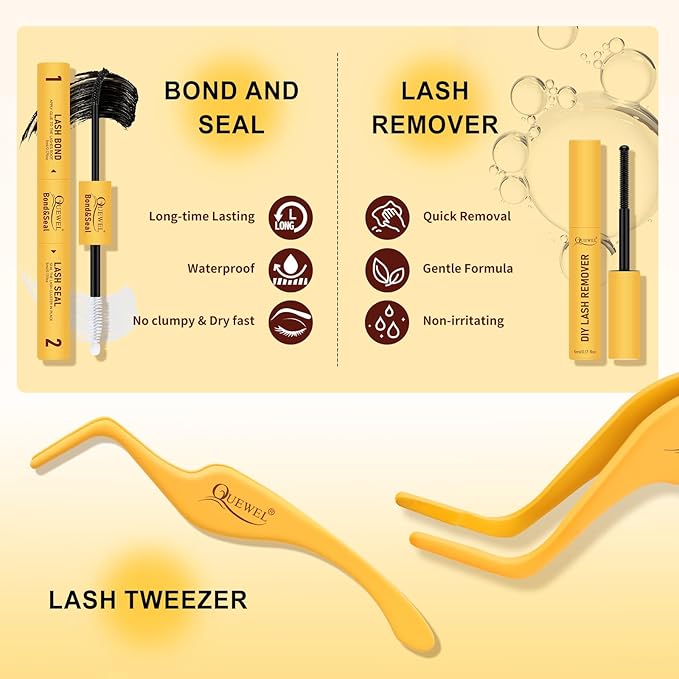 QUEWEL Fairy-Lash Clusters Kit, 144pcs Manga-Lash Clusters Kit Mix10-18mm Cluster Eyelash Extensions Kit With Lashes Bond and Seal, Lash Tweezers, Remover for DIY Natural Lashes(FD-Fairy 4 Set)