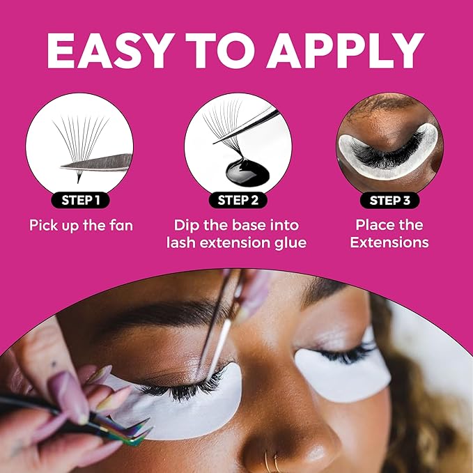 Eyesy Lash 500 Promade Fans - Volume Premade Lash Fans for Eyelash Extensions Pointy Base Handmade Loose Pre Made Eyelashes Middle Stem Soft and Lightweight (16D 0.03 D 16mm)