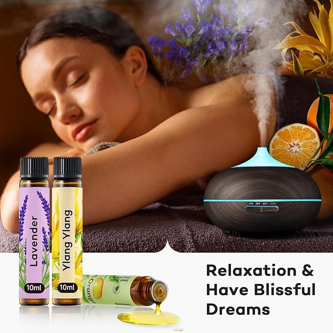 Umisleep High-Potency Essential Oils Set for Better Sleep & Relaxation - Long-Lasting Essential Oils for Diffusers, Aromatherapy, Humidifiers, Lavender, Sweet Orange, Ylang-Ylang, 3 x 10 ml, Gift Set