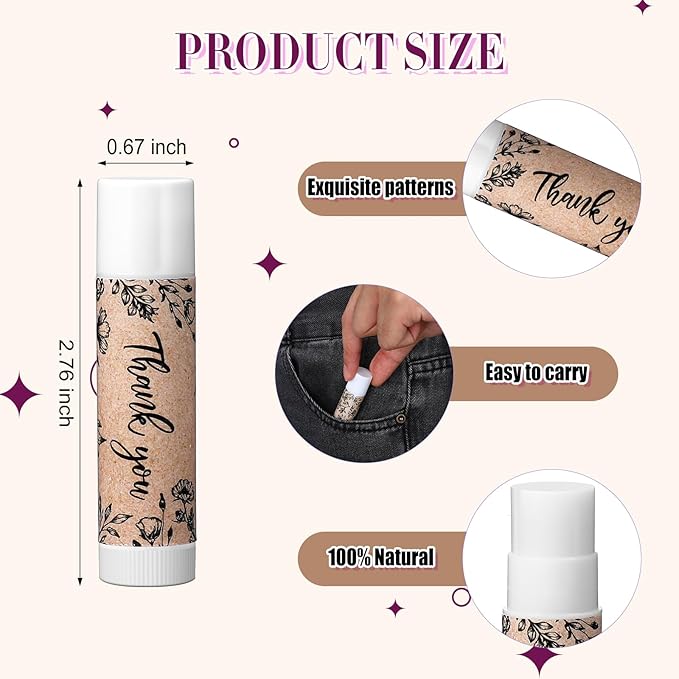 30 Pcs Thank You Lip Balms