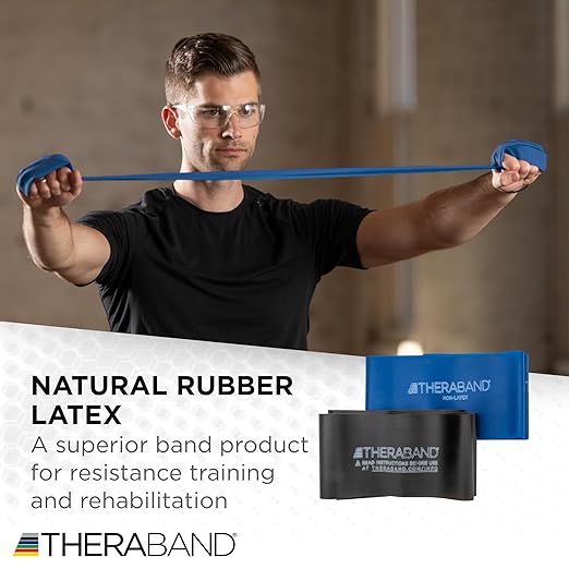 THERABAND Resistance Bands Set, Advanced Kit, Blue, Black, Latex Elastic Bands for Exercise & Physical Therapy, Strength Training for Upper & Lower Body Fitness