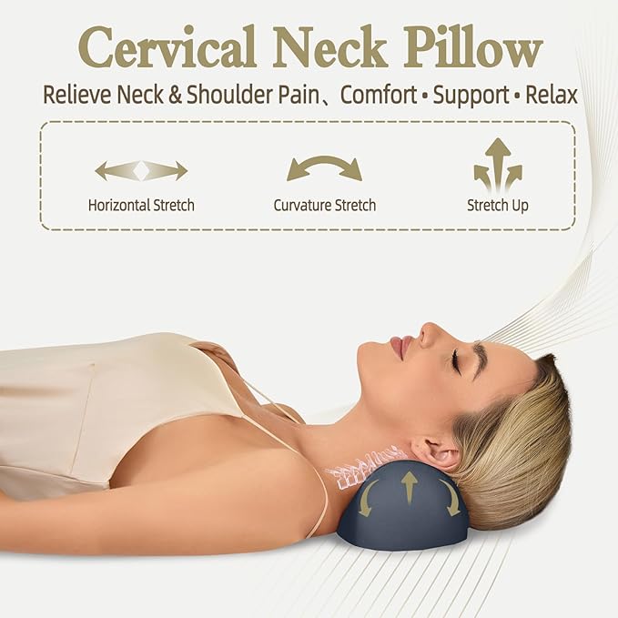 HydroAurum Cervical Neck Pillow, 100% Memory Foam Neck Roll Pillow for Neck and Shoulder Pain Relief, Orthopedic Support for Office Workers, Drivers & Yoga