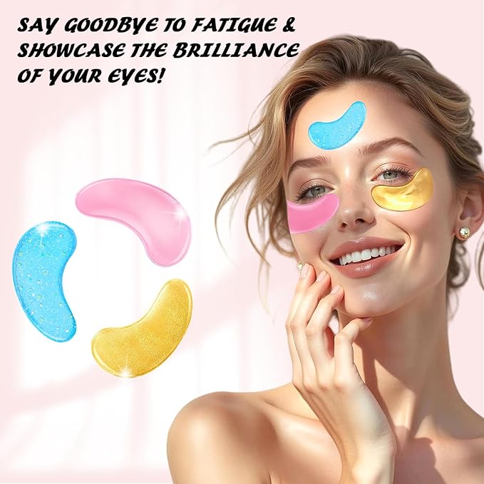 Onespring Eye Masks (8 Pairs) - 24K Gold, Caffeine and Retinol Under Eye Patches, Gel Pads for Wrinkles, Puffiness & Dark Circles, Bachelorette Party Favors, Self Care, Birthday Gifts for Women