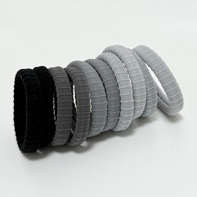 Jseng 10Packs Seamless Hair Ties for Women - Soft No Damage Elastic Hair Accessories for Thick Curly Hair - Cool Toned Blue