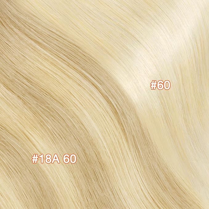 GOO GOO Invisi Edge Clip in Hair Extensions 22inch 140g 7Pcs Injected Seamless PU Clip in Hair Extensions, Virgin Real Human Hair, 60A Platinum Blonde