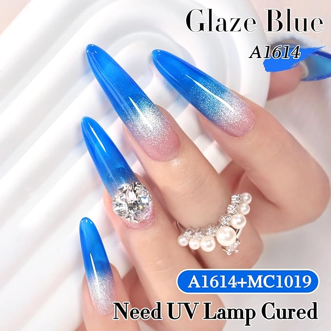 Double Rhythm 0.5 Oz Jelly Gel Polish Same Color Same Bottle Sheer Neutral Natural Light Milky Pastel 15ML Translucent Polish Art DIY at Home (Crystal Navy-A1614)