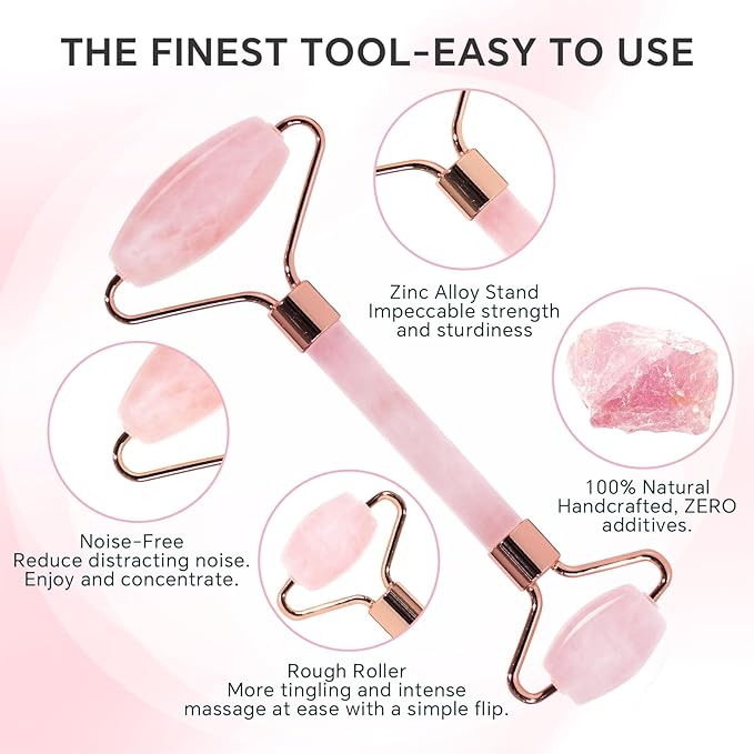 Jade Roller & Gua Sha Set, 4-Piece Facial Tool Kit for Glowing Skin, Anti-Aging, Puffiness & Wrinkles, Natural Jade Stone Face Massager for Lymphatic Drainage, Includes Eye Massager, Gift Ready