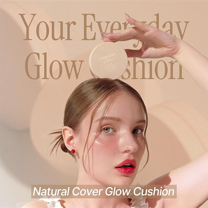 Natural Cover Glow Cushion Foundation | Satin Radiant Finish | Korean Foundation Makeup | Long-Lasting Natural Coverage | for All Skin Types 0.42 oz. (25N Mocha Beige)
