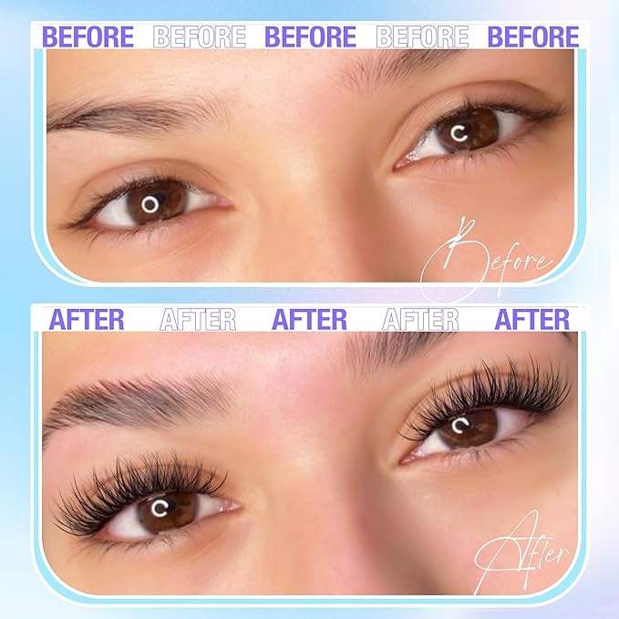 Natural Lash Clusters Kit Wispy Lash Extension Kit 10-16mm Eyelash Clusters C Curved Cluster Eyelash Extensions Long-lasting Eyelash Extension Kit with Lash Bond and Seal, Lash Remover by Lanflower