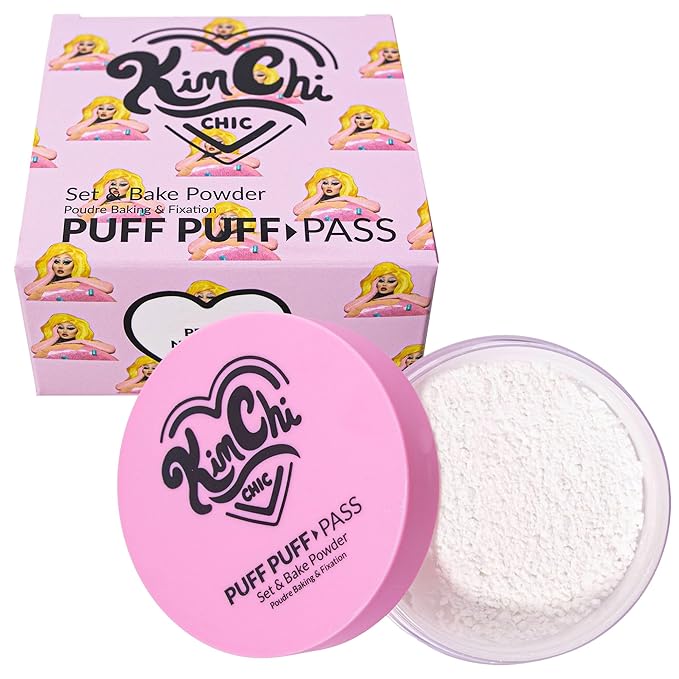 KimChiChic Beauty Puff Puff Pass Set and Bake Setting Powder for Makeup, Extra Fluffy Loose Face Powder Poof, Soft Natural Face Makeup for Uneven Skin Tone, 01 Ivander