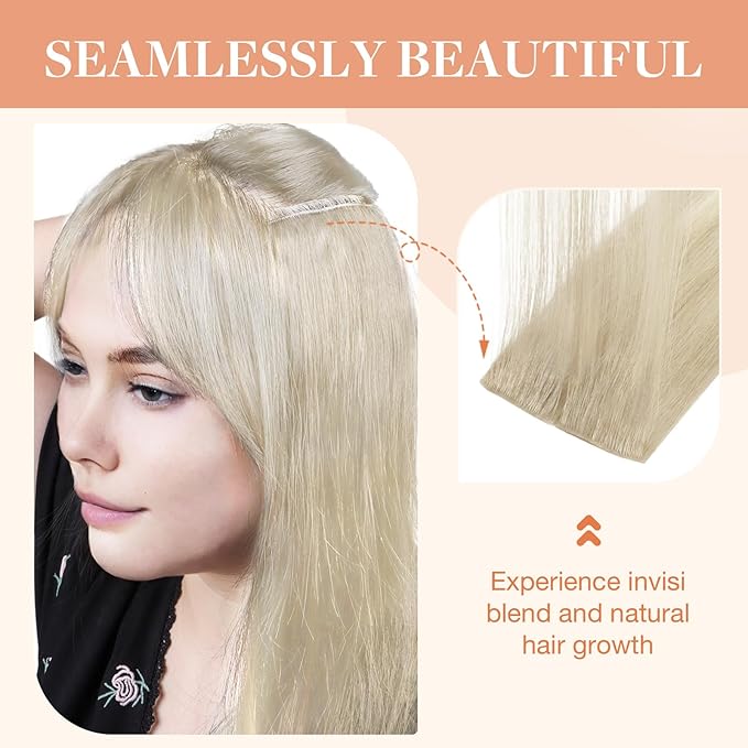 GOO GOO Invisi Edge Clip in Hair Extensions Set, 14inch 130g, 4pcs Injected Seamless PU Clip ins and 5pcs Classical PU Clip ins, Virgin Real Human Hair, #60A