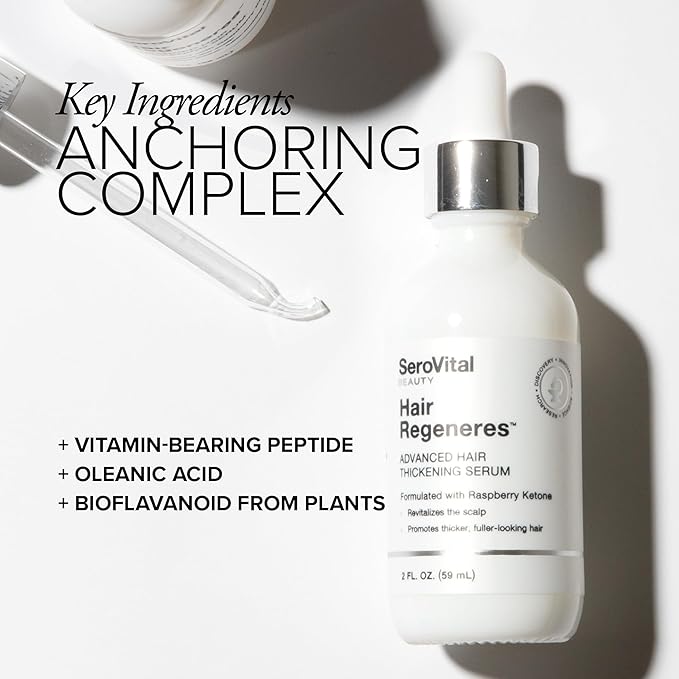 SeroVital Advanced Hair Thickening Serum – Maintain Natural Hair Color – Scalp Support – Multi Peptide Plant-Based Formula - Lightweight and Non-Greasy
