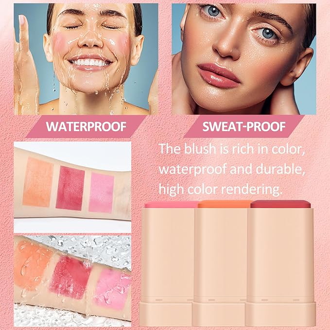 DAGEDA Cream Blush For Cheeks, 2-in-1 Face Blush Makeup (Pink)