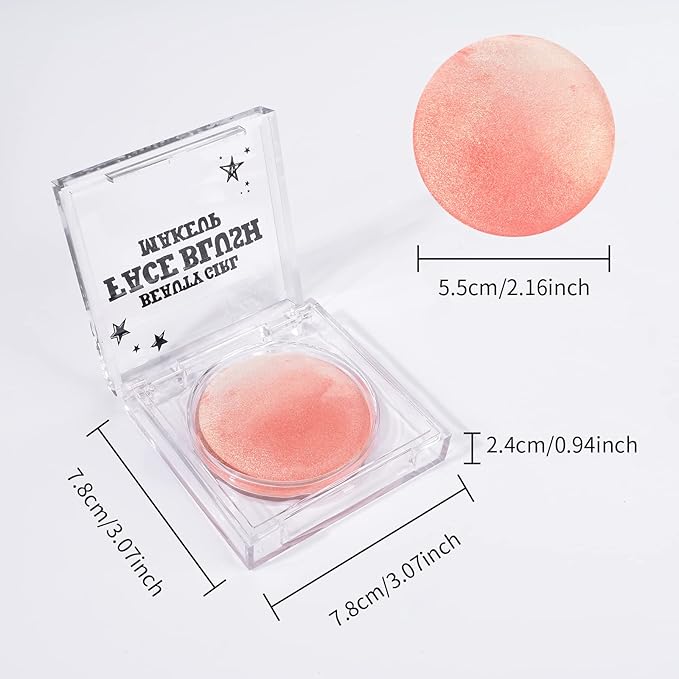 KYDA Baked Blush, Orange Glow Powder for Blush and Highlighter, High Glossy Finish, Lightweight Blendable Shimmer Blusher, Multiuse Baked Powder, 0.53 oz