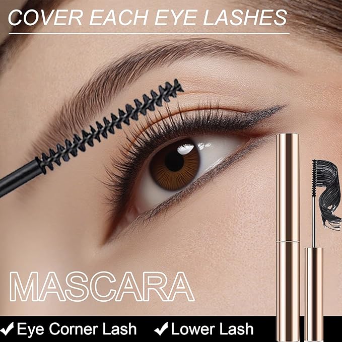 Brown Mascara for Fine Short Lash & Older Women & Mulit-layered Lashes, Ultimate Length Volumizing Lower Bottom Lashes Mascara, Ultra-Precise Slim Adjustable Brush to Any Angle, Smudge-proof