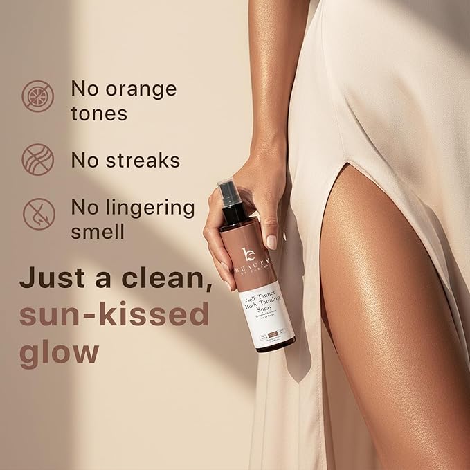 Self Tanner Spray - USA Made with Natural & Organic Ingredients, Fast Drying Spray Tan for Pale Skin, Non Toxic Gradual Tanning Spray, Sunless Tanning Water for Women & Men, Medium to Dark