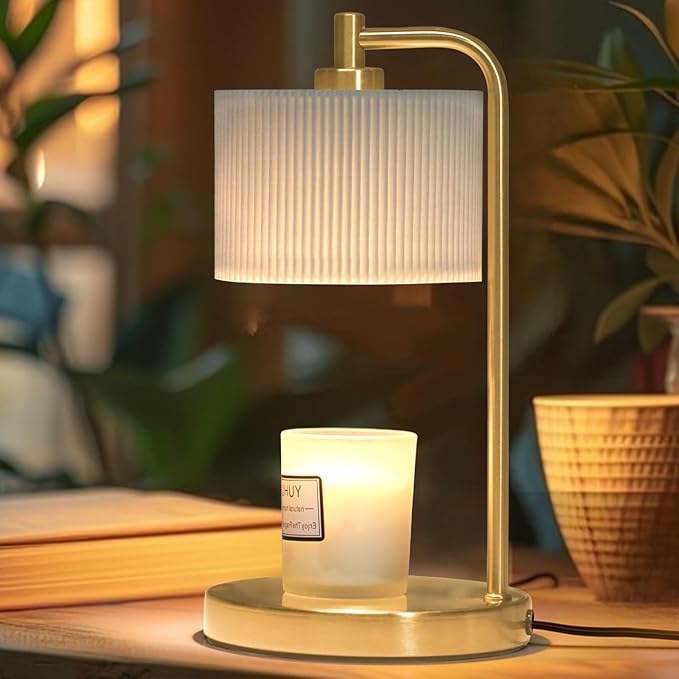 Candle Warmer Lamp with Timer, Dimmable Candle Wax Warmer Electric Candle Lamp for Scented Candles with Bulbs, Christmas Gifts House Warming Gifts Home Decor(Gold)