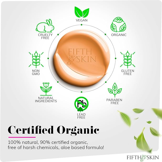 Fifth & Skin: Better’n Ur Skin Liquid Foundation (HONEY TAN) - Natural, Organic, Vegan, Cruelty-Free - Gluten-Free Beauty with Buildable Coverage and Palm-Free Luxury - 1 oz