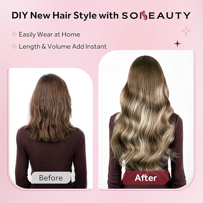 Clip in Hair Extensions Real Human Hair, Silky Straight Remy Hair Extensions for Women, Balayage Walnut Brown to Ash Brown and Bleach Blonde #3TP8/613 16Inch 120G 7PCS
