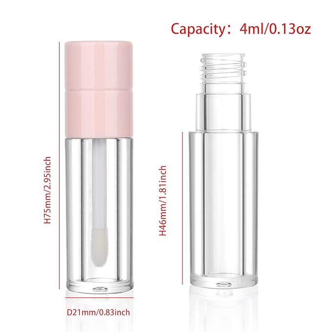 COSIDEA 20pcs Round 4ml 0.13oz Pink Empty lip 4ml