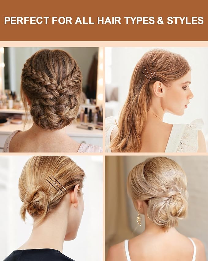 MAORULU Hair Bobby Pins with Cute Case, 250 CT Hair Pins for Buns, Premium U Hair Accessories for Women, Girls and Kids, Great for All Hair Types (Variety U & Bobby Pins Brown)