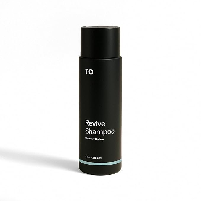 Ro Men's Revive Shampoo, Exfoliates & Clarifies with Peppermint, Cleanses for Thicker-Looking Hair, With Saw Palmetto, Pumpkin Seed Oil, Caffeine, Without Sulfates, Parabens, Phthalates, 8 fl oz