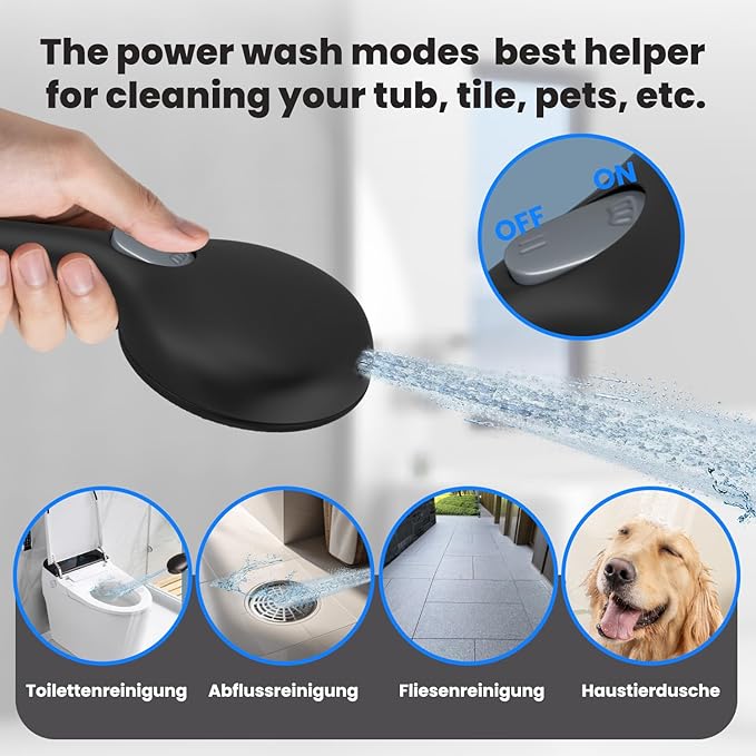 Shower Head with Handheld, Shower Heads High Pressure, Shower Head with Filter-Hand Held Showerhead Set,7 Modes Filtered Showerhead with 59″Replacement Hose/Bracket/Filters (black)