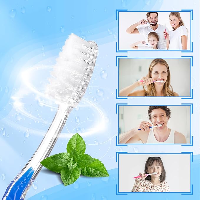 100 pcs Prepasted Disposable Toothbrushes Bulk Individually Wrapped Pre Pasted Soft Bristle Tooth Brush Set Travel Toothbrushes for Homeless Gift Hotel Camping Travel