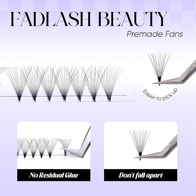Premade Fans Eyelash Extensions 0.07D Curl Individual Lashes 10D Premade Easy Fan Lashes Soft Lash Extensions 8-14mm for Professional Salon Use(0.07D-8-14mm)
