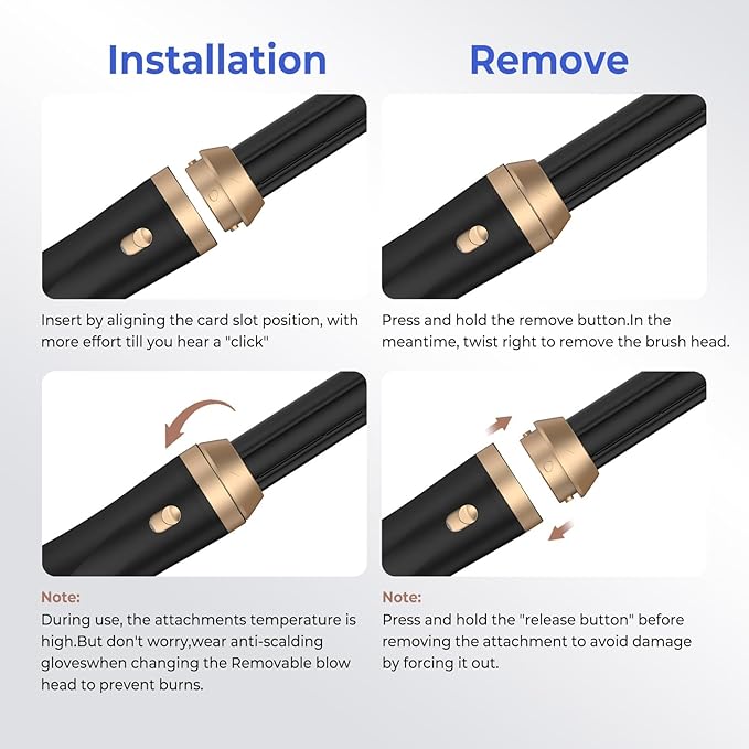 5 in 1 Hair Dryer Brush, Blow Dryer Brush Set with Air Curler Wrap Hair Styler, Negative Ionic Blow Dry Brush, Detachable Hair Tool for Curling, Volumizer,Straightener,Drying