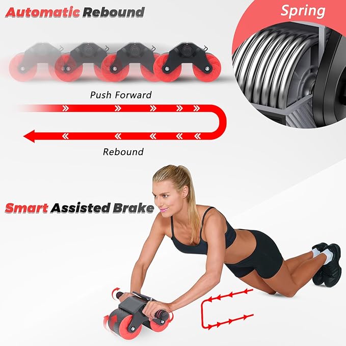 Automatic Rebound Abdominal Wheel Workout,2 Wheels