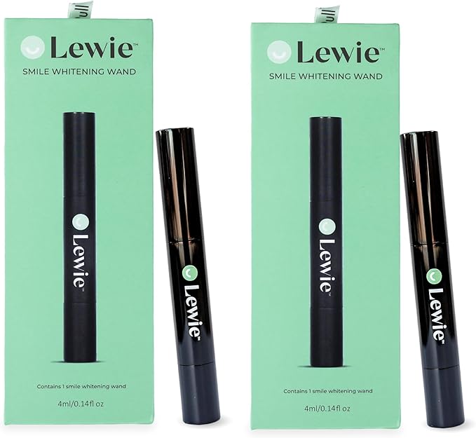 Lewie Teeth Whitening Wand – Dentist-Developed Brightening Pen, Enamel-Safe Formula, Natural Ingredients, Gentle Stain Removal, 4 ml, 2 Pack