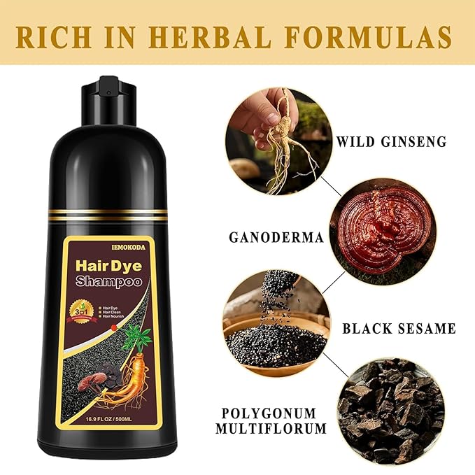 Cherry Brown Hair Dye Shampoo 3 in 1, Long-lasting & Natural Hair Color Shampoo, Herbal Ingredients Natural Shampoo Hair Dye Effect in Minutes, Gifts for Men Women 500ml