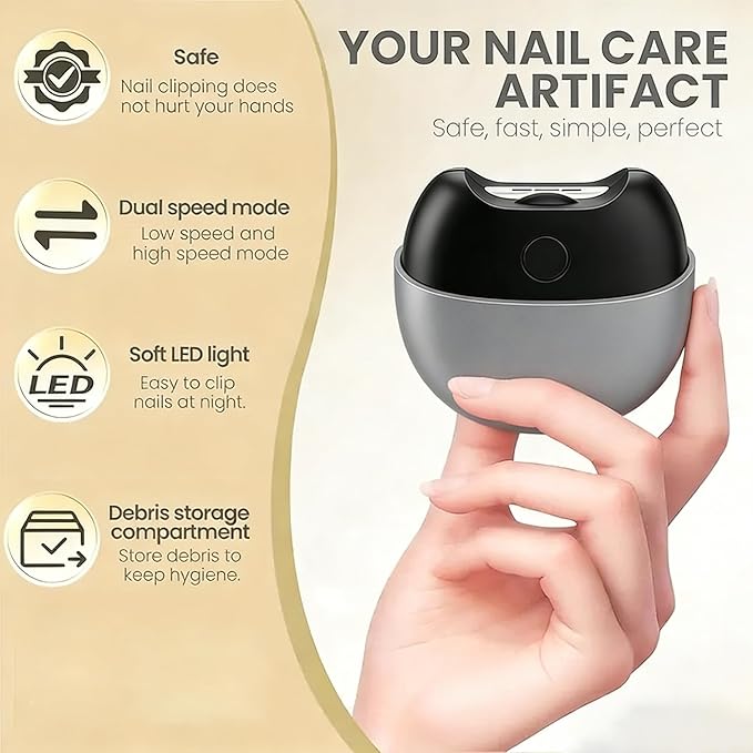 3 in 1 Automatic Electric Nail Clipper, 2026 New Automatic Nail Trimmer with Light and Nail Scraps Storage, echargeable Electric Nail File,Electric Toenail Clippers for Seniors Adults(White)