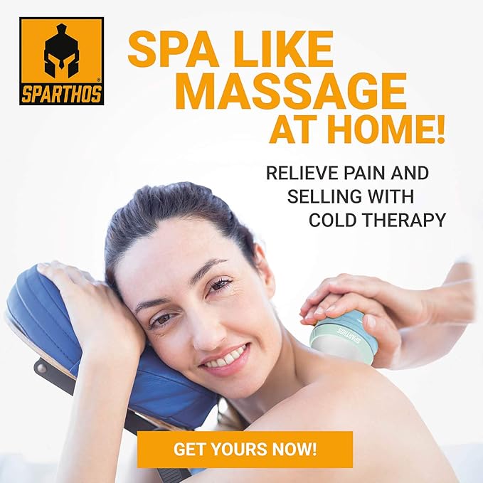 Sparthos Cold Massage Roller Ball - Fitness Cryosphere Massager - Cryo Cryocup Ice Massage Cups - for Muscle, Face, Body Muscles - Manual Polar Icing Cooling Balls - Freeze Tools (Mint/Blue, 70mm)
