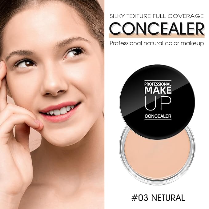 Cream Concealer Full Coverage Makeup, Matte Color Correcting (#03 NETURAL)