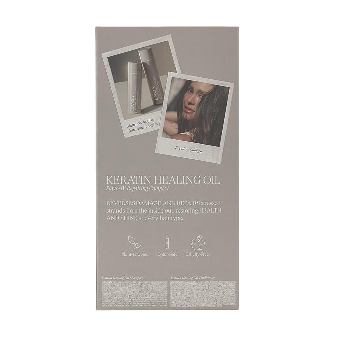 L'ANZA Keratin Healing Oil Shampoo & Conditioner Set, for Dry Damaged Hair, Moisturizing, Detangles, Reduces Breakage, Adds Shine, Anti-Frizz, Color Safe Anti-Humidity Strengthening Care, Haircare Kit