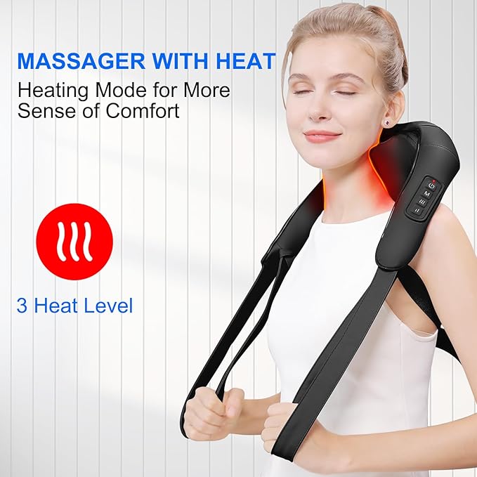 Neck Massager for Pain Relief Deep Tissue, Cordless Neck and Back Massager with Heat, Shiatsu 6D Kneading Massage for Shoulder, Back,Leg,Pain Relief, Gifts for Dad Mom Friend Christmas