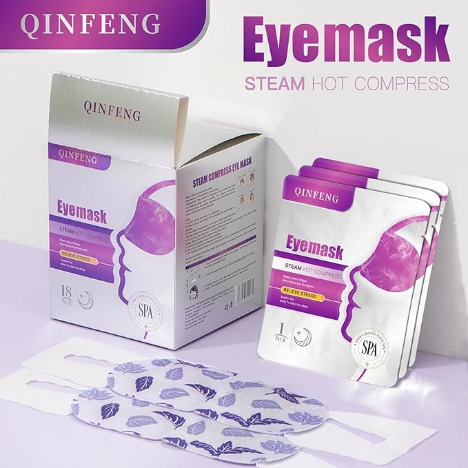 QINFENG 18 Packs Steam Eye Mask for Dry Eyes Self Heating Masks Cornea Care Rest Disposable SPA Warm Compress,Eye Mask for Sleep,Stye Eye Treatment,Reduce Eye Fatigue Travel Essentials(Unscented)