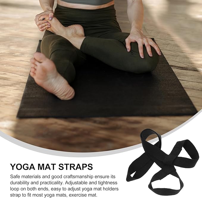 2pcs Adjustable Yoga Mat Strap Carrier Black Sturdy Yoga Mat Holder Sling for Carrying and Storing Suitable for Travel and Gym Use