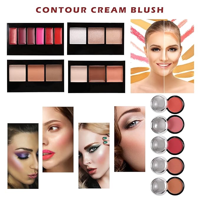 All in One Makeup Kit for Teens, 106 Pcs Professional Makeup Kit for Women Full Kit, Include Eyeshadow Palette, Lipstick Set, Concealer, Foundation, Lipgloss, Make-up Brush(Silver)