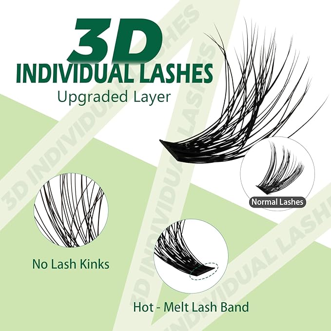 KEYYOU 3D Effect Lash Extension Kit - 280pcs D Curl 8-16MIX Eyelash Clusters with Lash Bond, Seal, Tweezers, Remover & Brush for Volume (Brown, Faux Mink, Adhesive Mount)