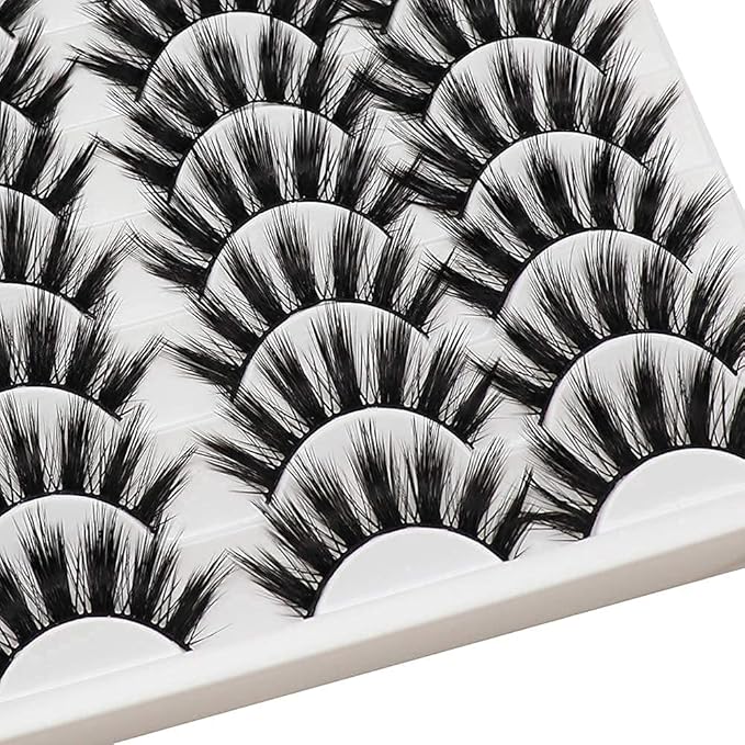 Losha Eyelashes Natural Look Faux Mink Lashes Pack Handmade Fluffy False Eyelashes 14 Pairs Eye Lashes (F69)